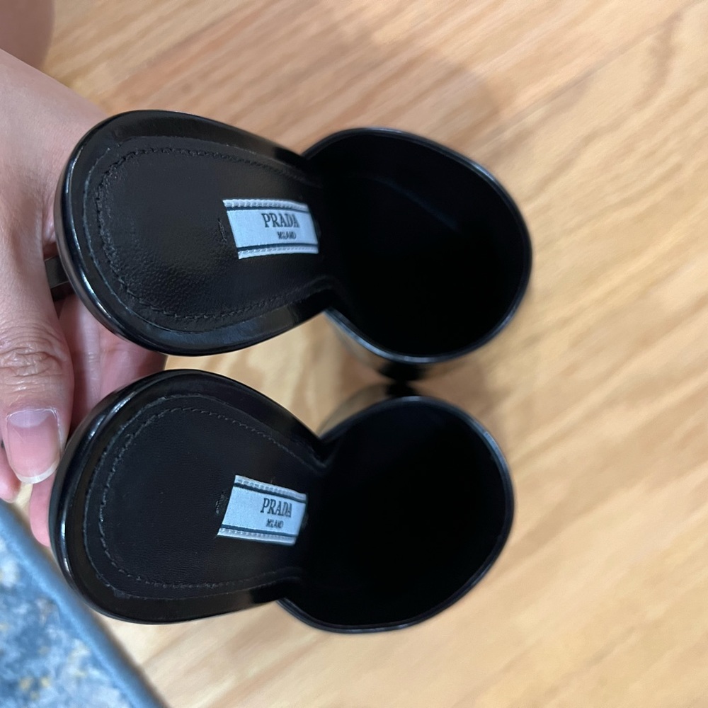 NEW Prada Logo Pointed Toe Mules in Black - Picture 8 of 11